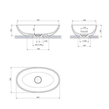 Мивка за плот Omnires Shell M+ матово сиво 60 cm