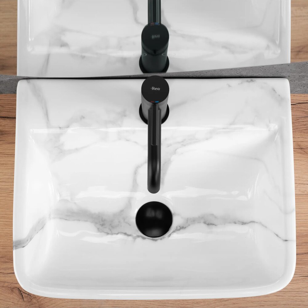 Лавоар на плот Rea Altea Cloudy правоъгълен 45.5 cm бял-сив лъскав