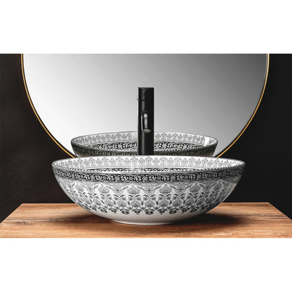Rea Arte Round Countertop Sink Glossy White - Gray Finish 40 cm