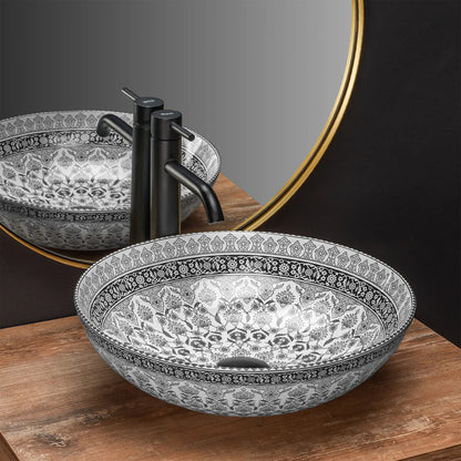 Rea Arte Round Countertop Sink Glossy White - Gray Finish 40 cm