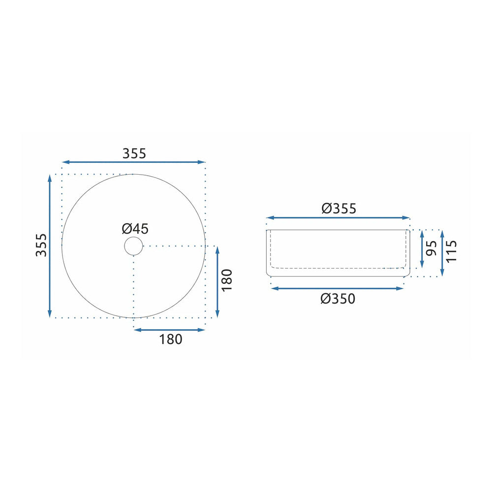 Rea Cristal round countertop sink transparent glass finish 36 cm