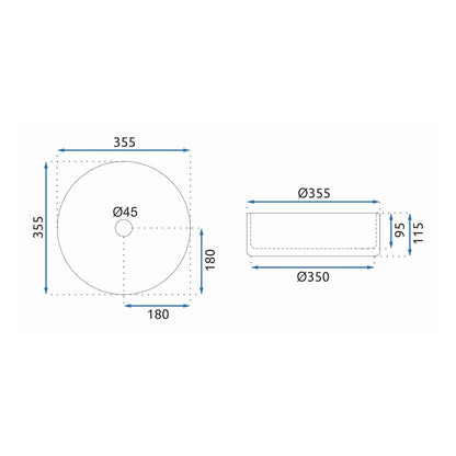 Rea Cristal round countertop sink transparent glass finish 36 cm