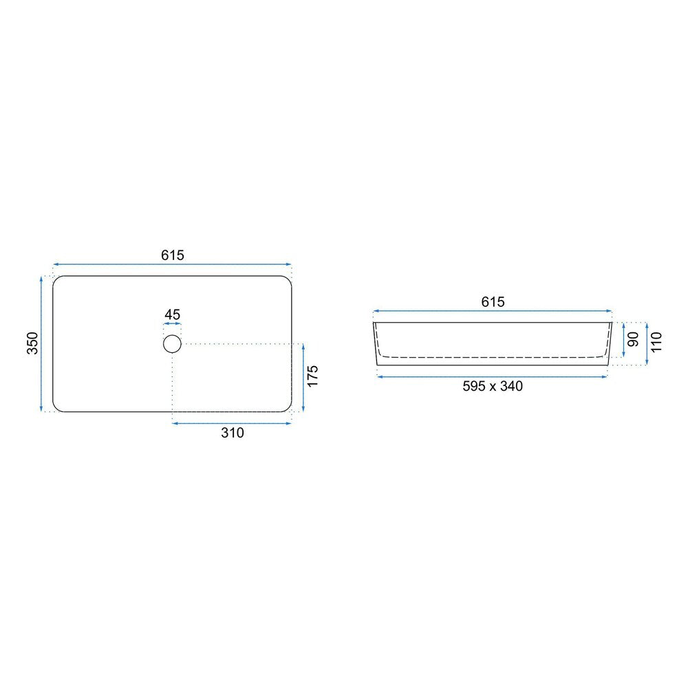 Rea Denis 61 cm Glossy White Countertop Sink