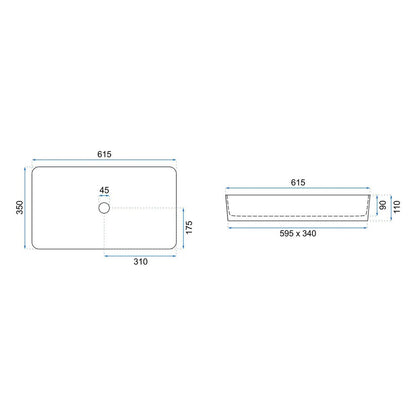 Rea Denis 61 cm Glossy White Countertop Sink