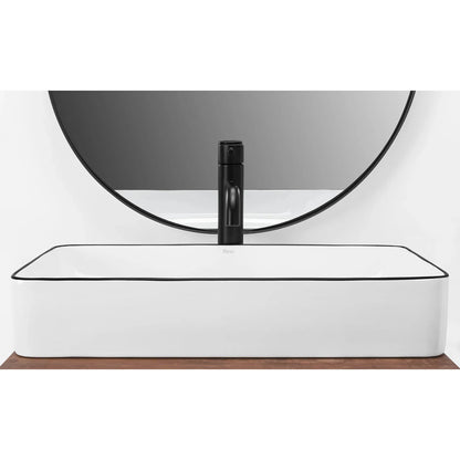 Rea Denis Rectangular Countertop Sink White - Black Finish 62 cm