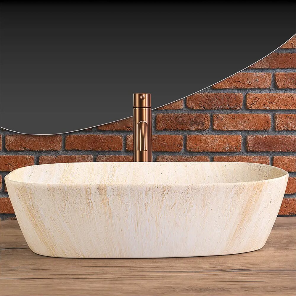 Лавоар на плот Rea Freja Travertine правоъгълен 51 cm мат