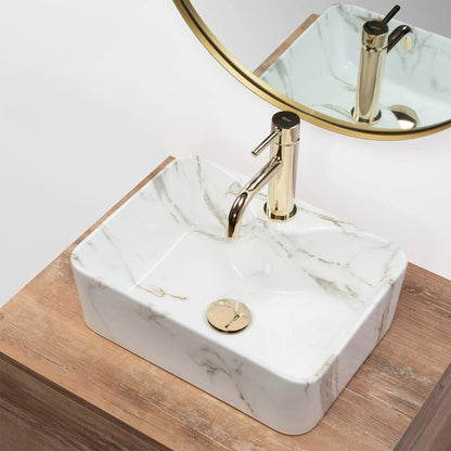 Rea Kelly Mini Aiax Oval Countertop Sink Glossy White Stone Finish 40 cm