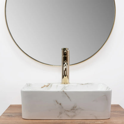 Rea Kelly Mini Aiax Oval Countertop Sink Glossy White Stone Finish 40 cm