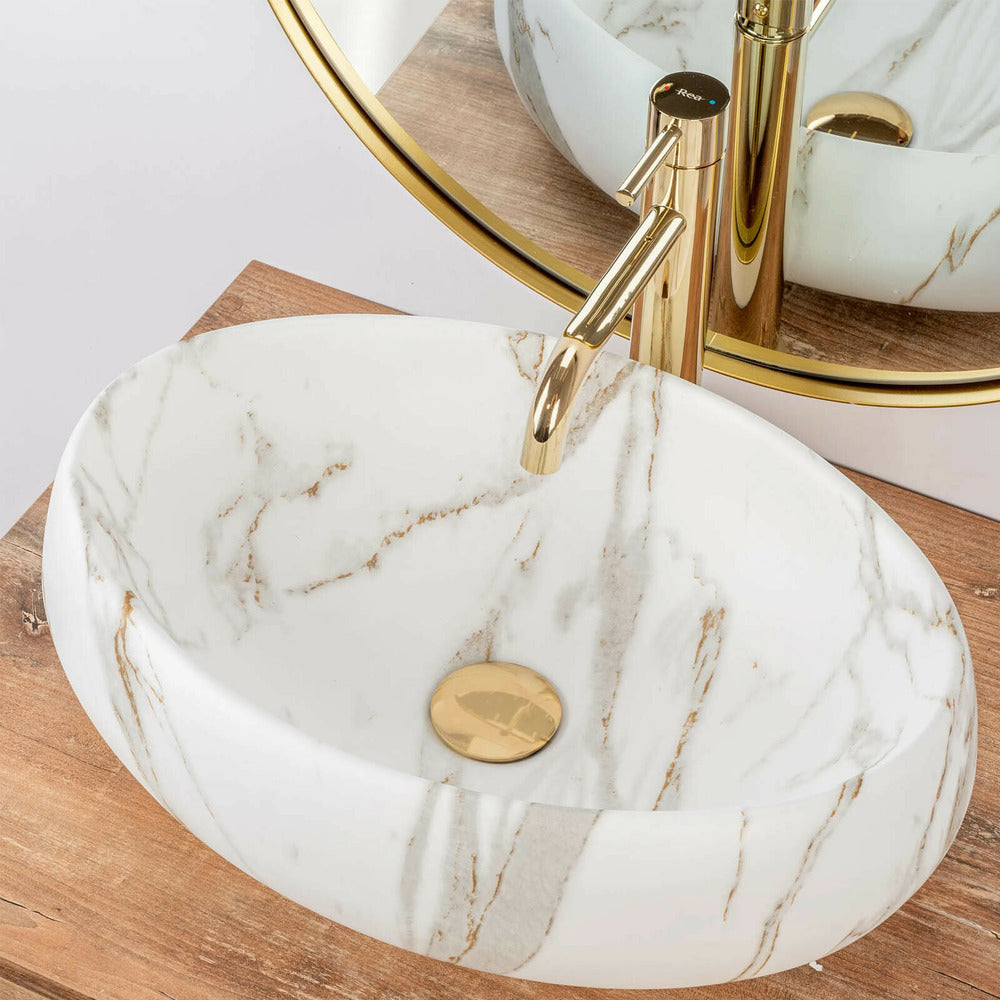 Rea Linda Oval Countertop Sink Matte Lava Stone Finish 49 cm