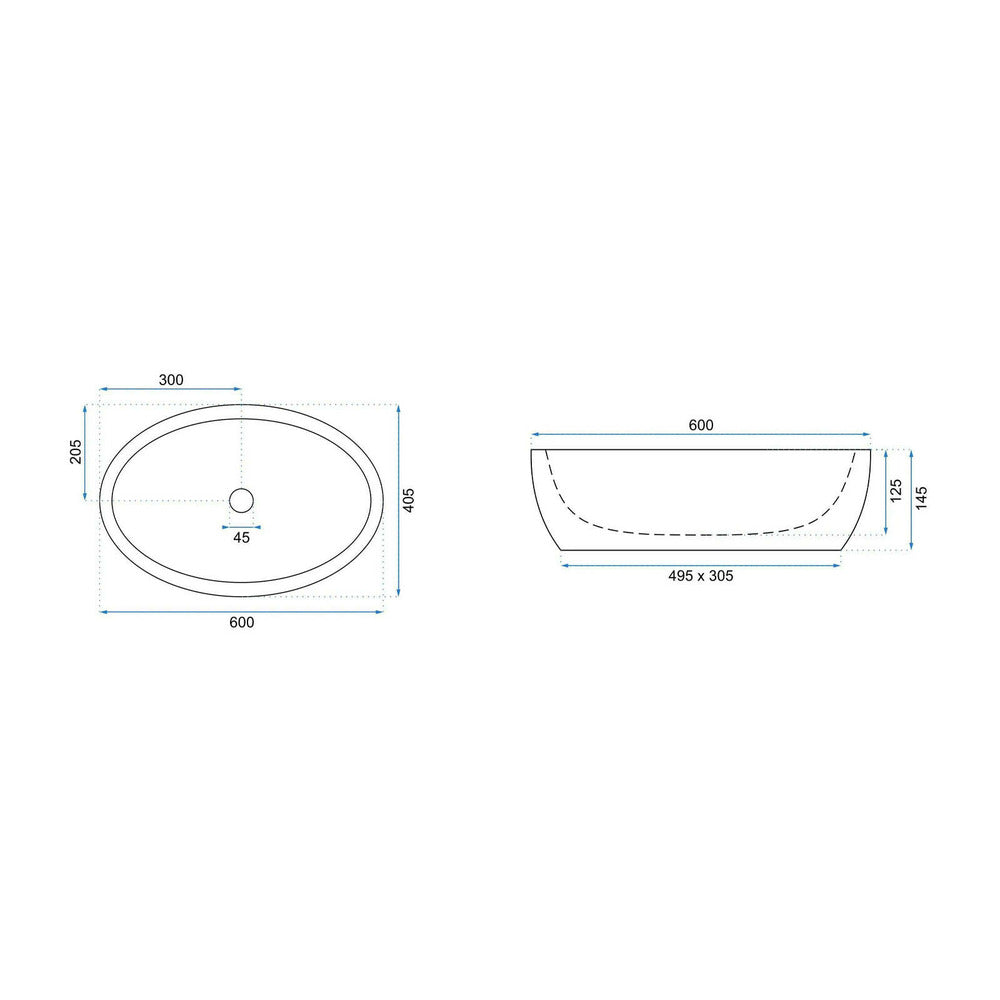 Rea Melania Meryl Oval Countertop Sink White - Gold Finish 60 cm