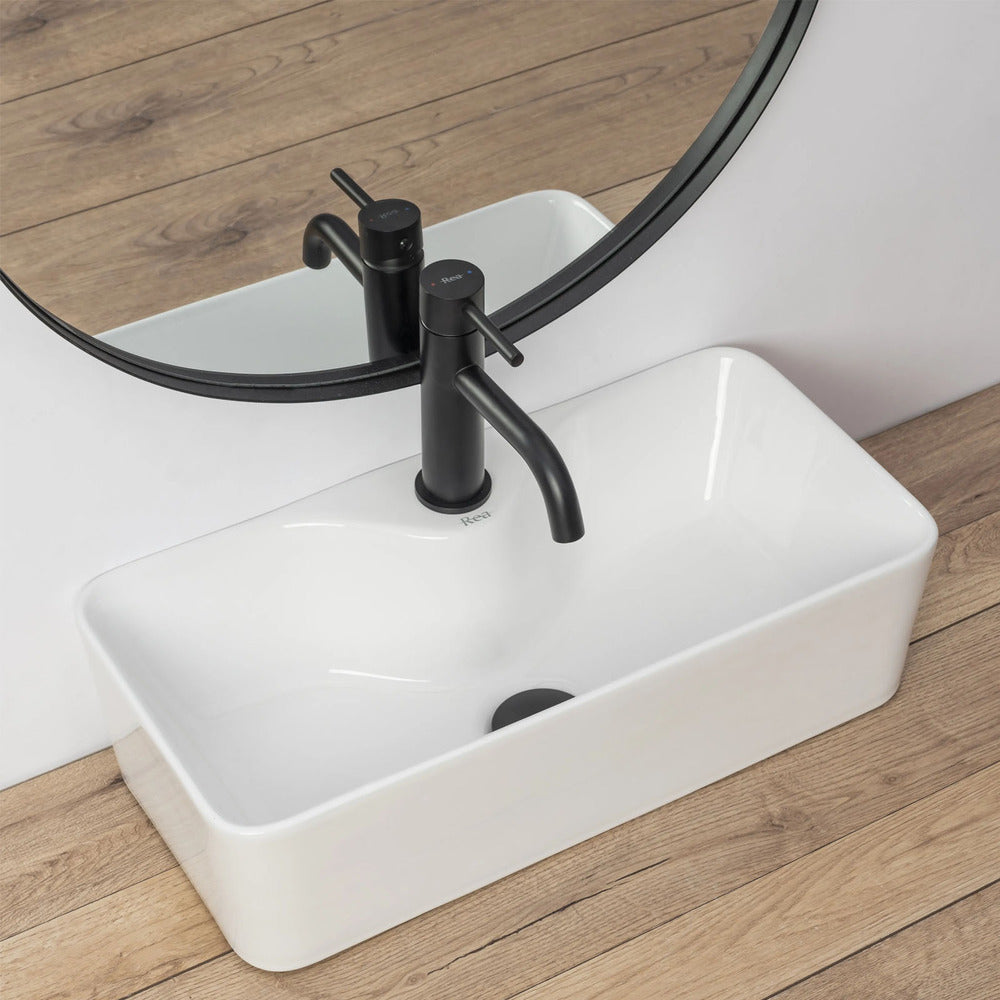 Rea Mery Rectangular Countertop Sink Glossy White Finish 51 cm