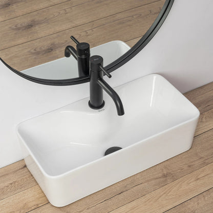 Rea Mery Rectangular Countertop Sink Glossy White Finish 51 cm