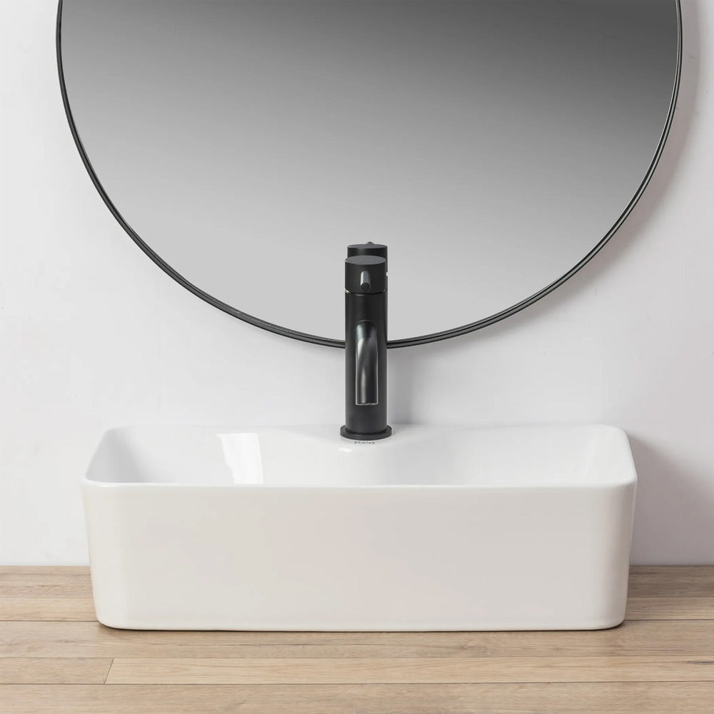 Rea Mery Rectangular Countertop Sink Glossy White Finish 51 cm