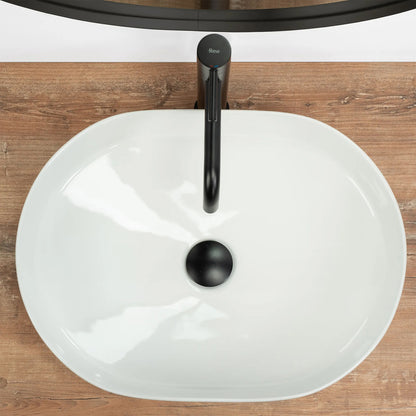 Rea Nadia Oval Countertop Sink Glossy White Finish 50 cm