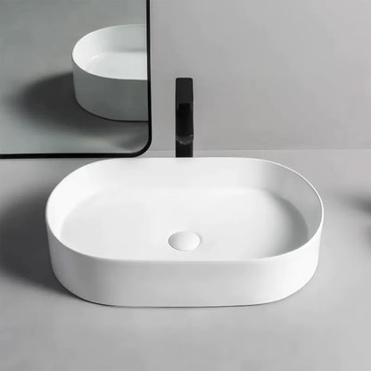 Rea Nadia Oval Countertop Sink Glossy White Finish 61 cm