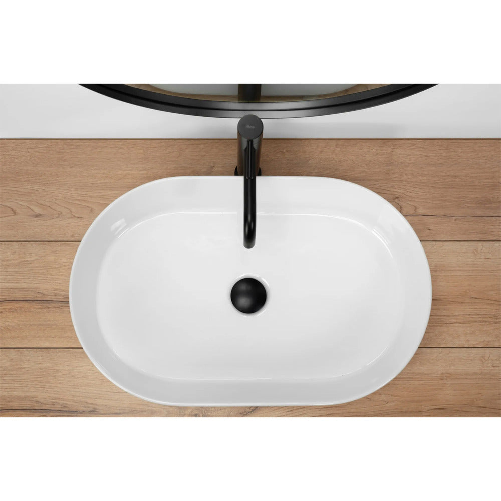 Rea Nadia Oval Countertop Sink Glossy White Finish 61 cm