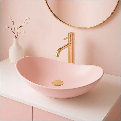 Мивка за плот Rea Royal овална 61.5 cm Powder Pink мат