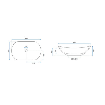 Лавоар за плот Rea Royal Mini Oval, бел гланц, 48 см