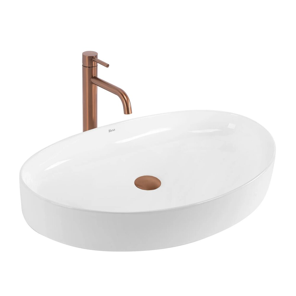 Лавоар на плот Rea Sabina oval 65.5 cm бял лъскав