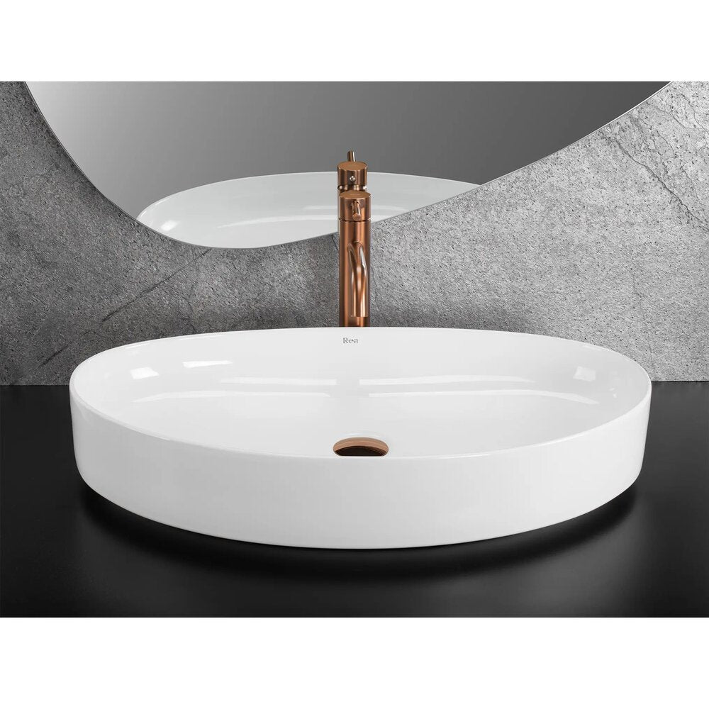 Лавоар на плот Rea Sabina oval 65.5 cm бял лъскав