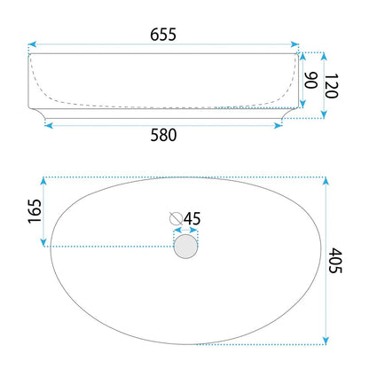 Лавоар на плот Rea Sabina oval 65.5 cm бял лъскав