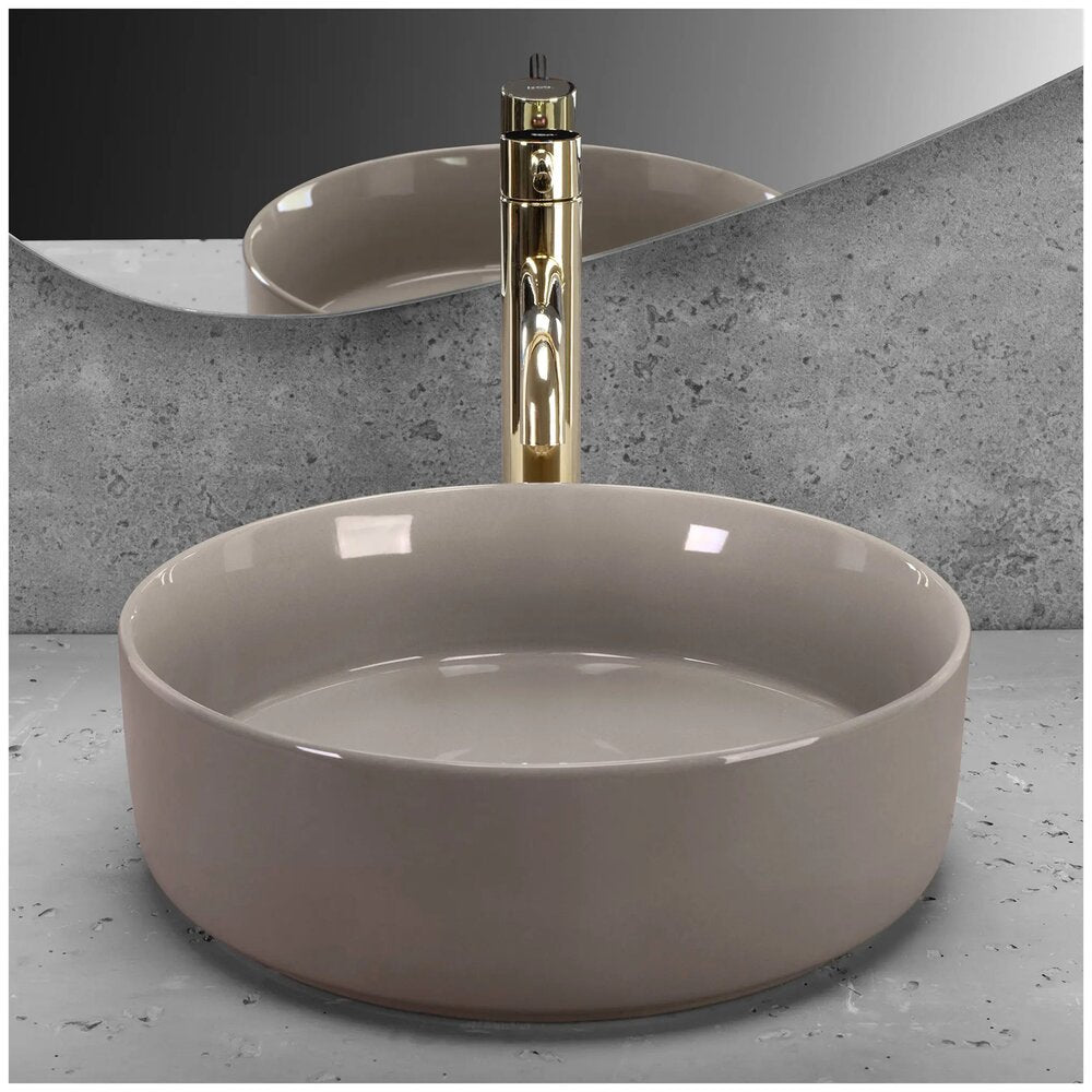 Мивка за плот Rea Sami кръгла 36 cm гланцово бежово