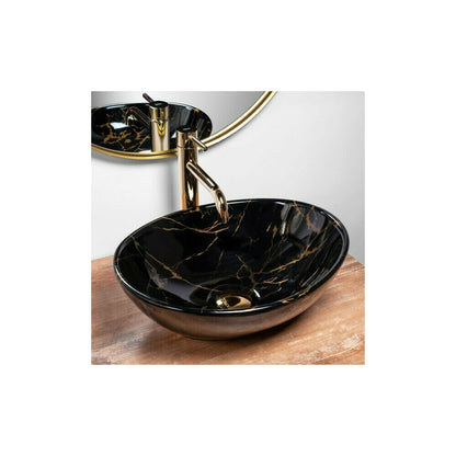 Лавоар на плот Rea Sofia черен мрамор 41 см