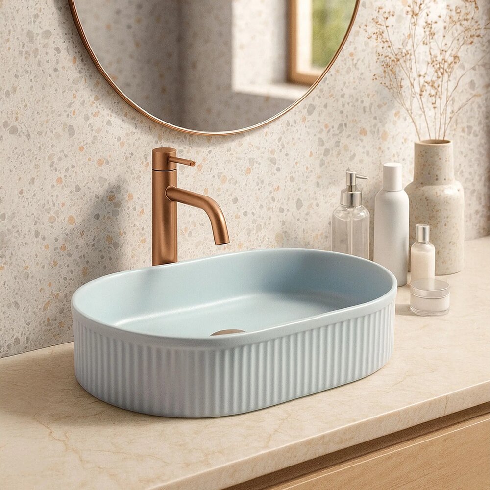 Мивка за плот Rea Vanda овална 49 cm Baby Blue мат