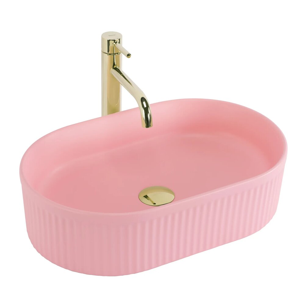 Лавоар за плот Rea Vanda овал 49 cm Bubble Gum розов мат