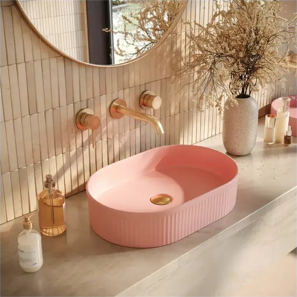 Лавоар за плот Rea Vanda овал 49 cm Bubble Gum розов мат