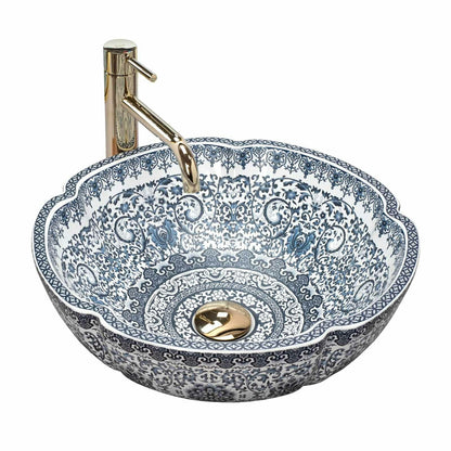 Rea Vivien Round Countertop Sink White - Blue Finish 43 cm