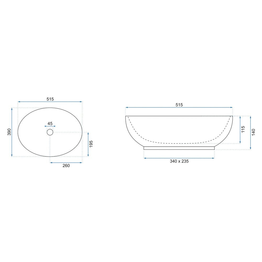 Rea Carola Slim 52 cm Countertop Sink