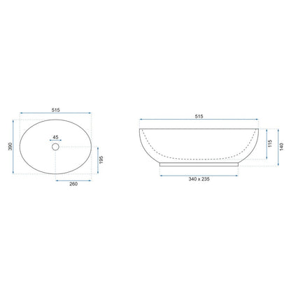 Rea Carola Slim 52 cm Countertop Sink