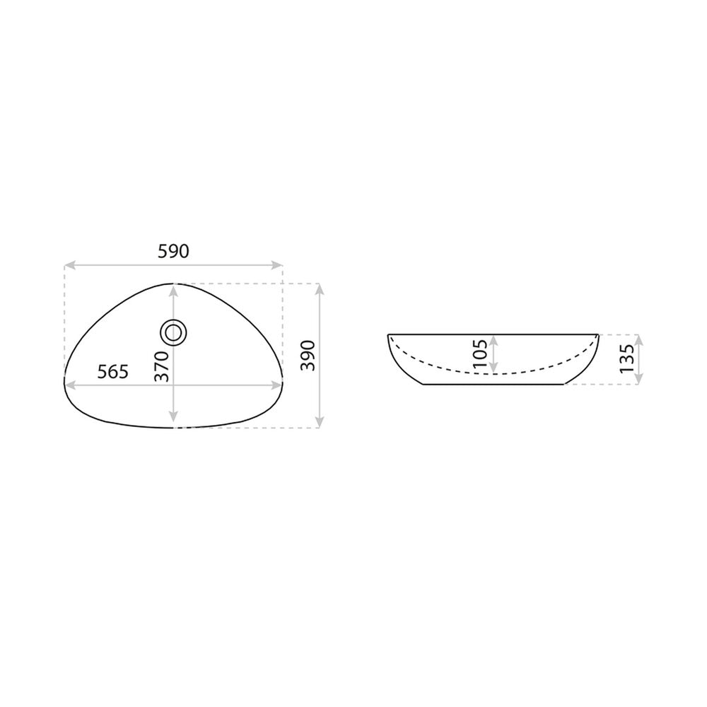 Лавоар за плот Rune Gebo асиметричен 59 cm бял лъскав