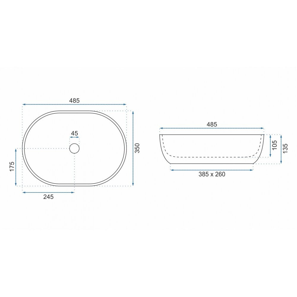 Rea Lara Stone 48.5 cm Countertop Sink