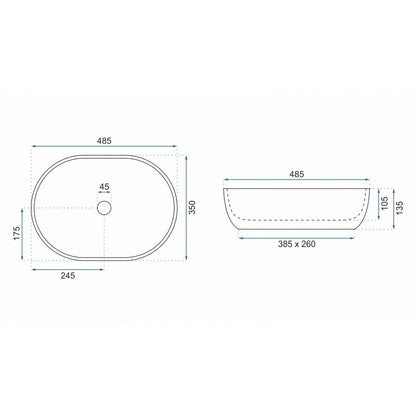 Rea Lara Stone 48.5 cm Countertop Sink