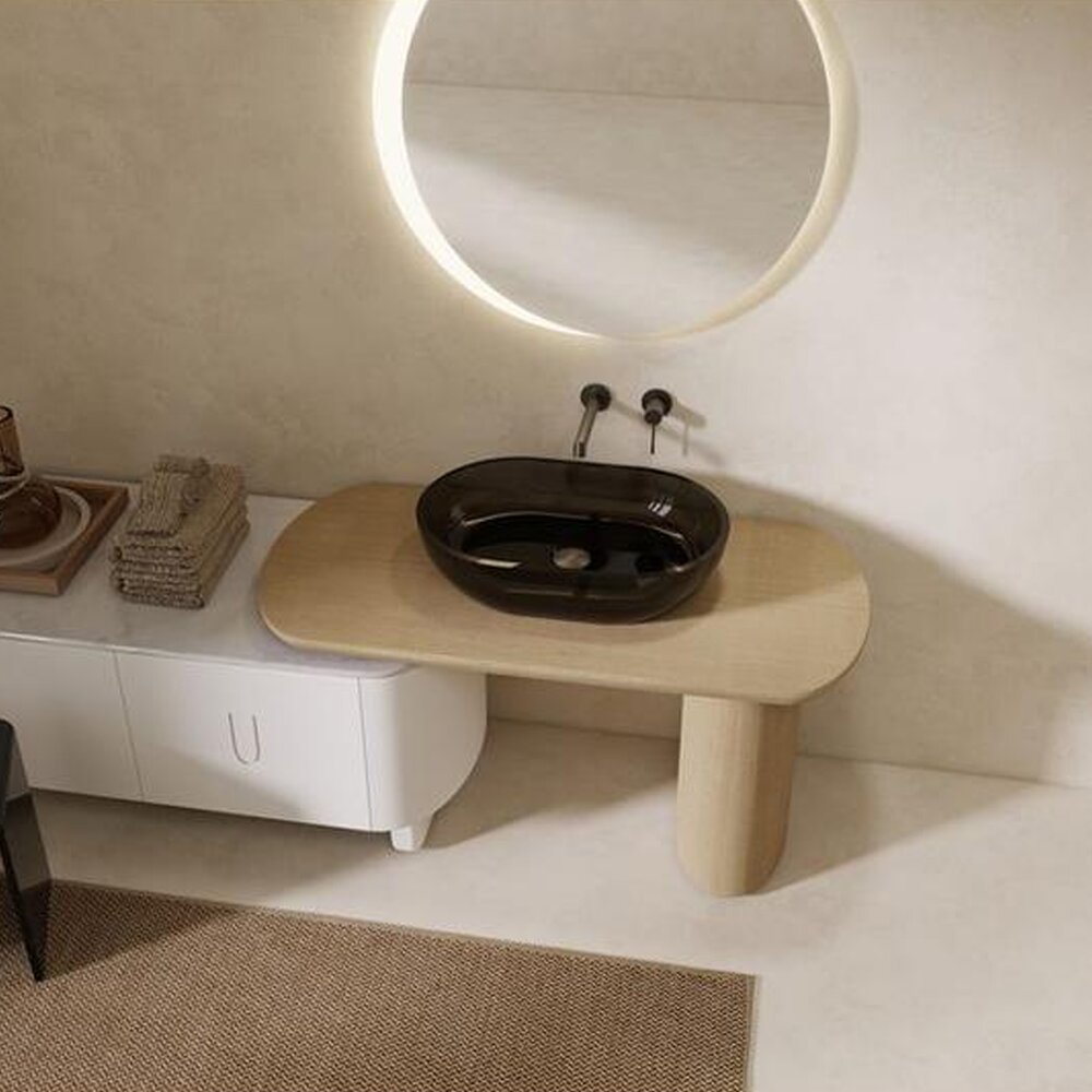 Лавоар на плот Rune Mond oval 58 cm прозрачна смола - димна