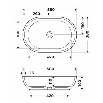Лавоар Rune Mond Oval 58 cm от прозрачна смола - оранжев