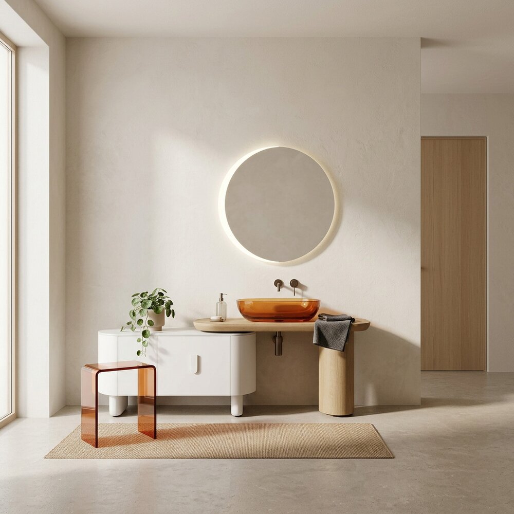 Лавоар Rune Mond Oval 58 cm от прозрачна смола - оранжев