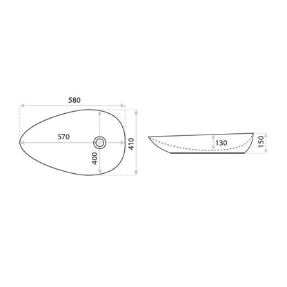 Мивка за плот Rune Ulf асиметрична 58 cm бяла лъскава