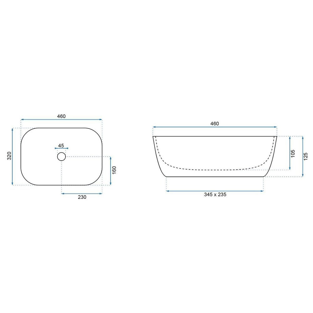 Countertop Sink Marble Style Rune Magni 45.5 cm