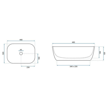 Countertop Sink Marble Style Rune Magni 45.5 cm