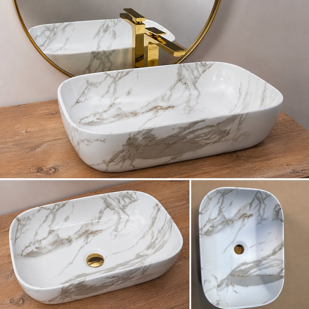 Countertop Sink Marble Style Rune Magni 45.5 cm