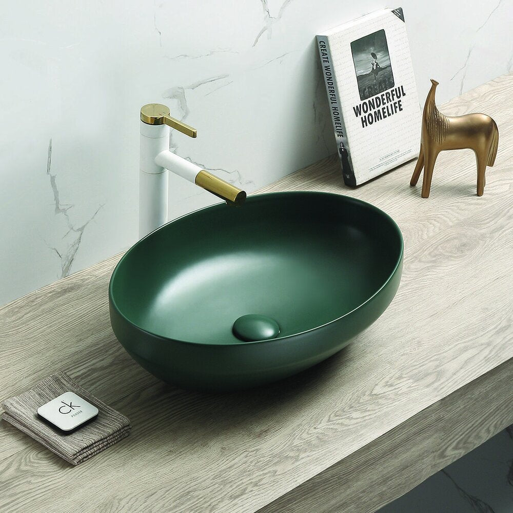Countertop Sink Matte Green Rune Sol 52.2 cm
