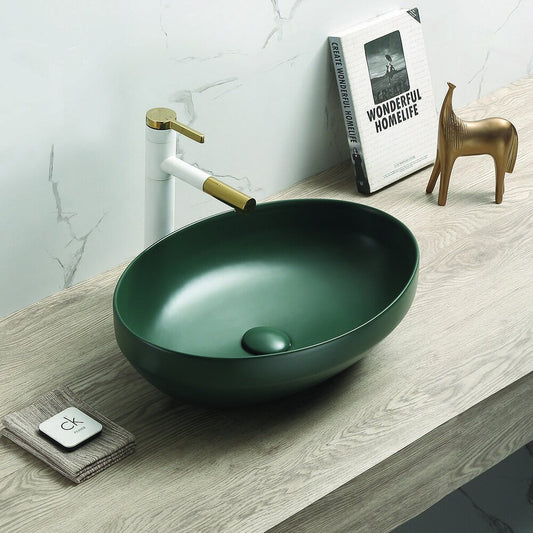 Countertop Sink Matte Green Rune Sol 52.2 cm