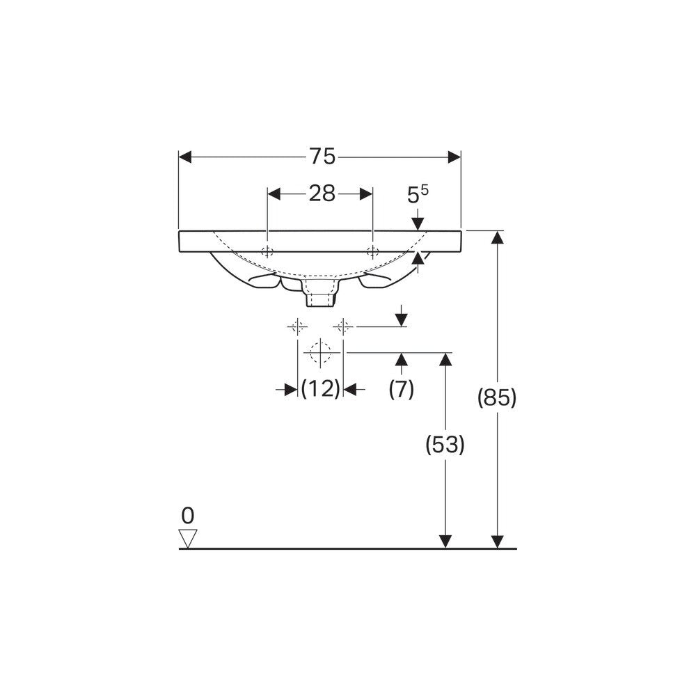 Geberit Acanto 74 cm Washbasin with Small Projection
