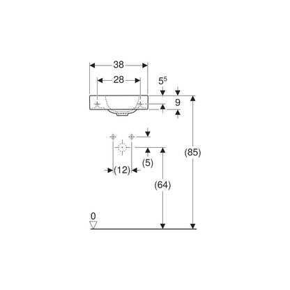 Лавоар за мебели Geberit Icon 38 см с отвор за батерия ляво