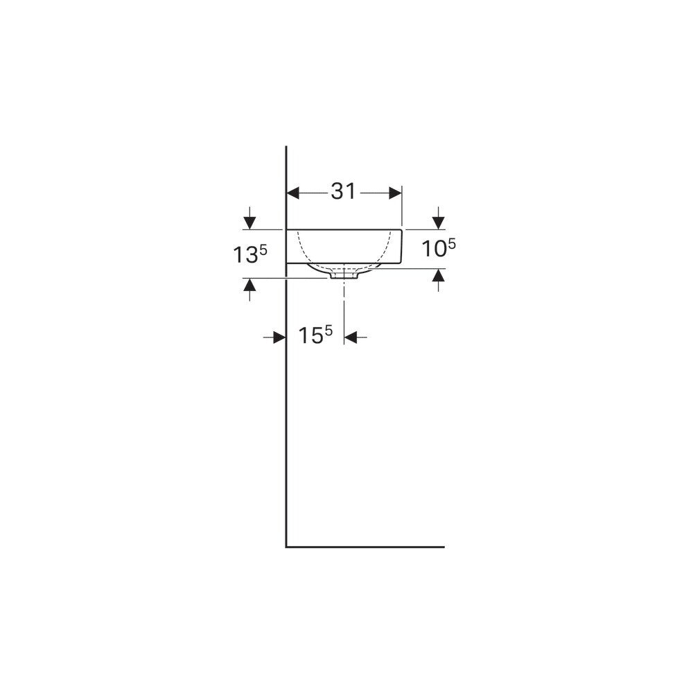 Geberit Icon 53 cm Washbasin with Right Tap Hole
