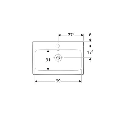 Лавоар Geberit Icon 75 см с отвор за батерия