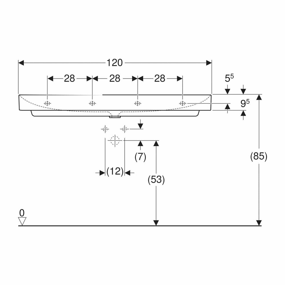 Geberit One 120 cm Glossy White Vanity Sink